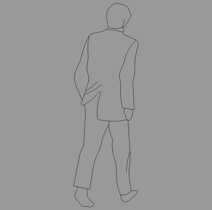 Bloque Autocad Vista de Hombres 03 en Alzado detallado
